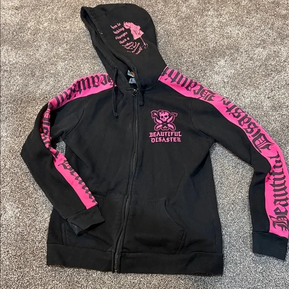 Beautiful Disaster Black and Pink Jacket - Picture 1 of 5